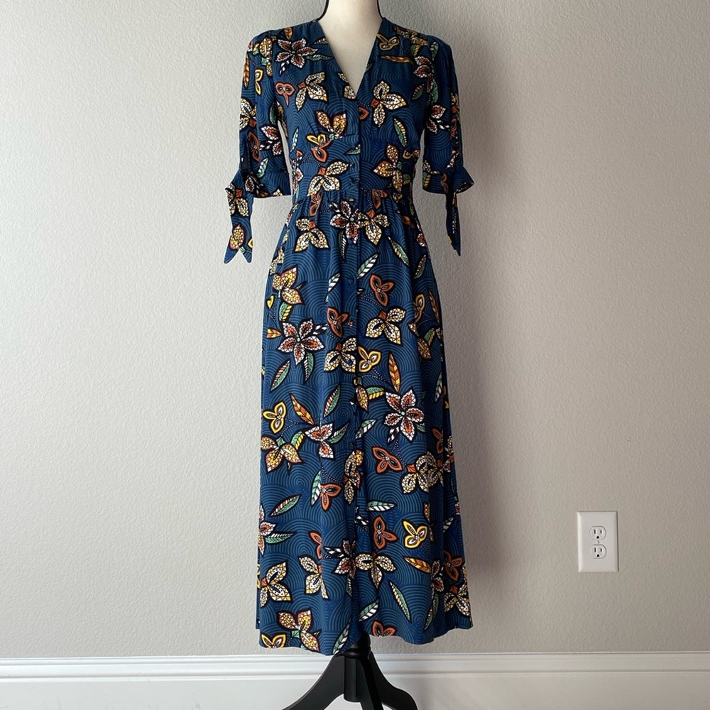 Tie Sleeve Midi Dress